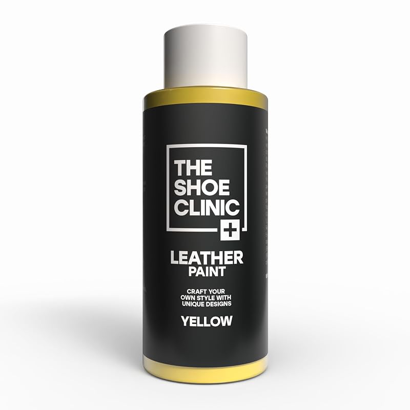 Tinta para Couro Shoe Clinic Amarela, à Base de Água, Acabamento Brilhante, 50 mL