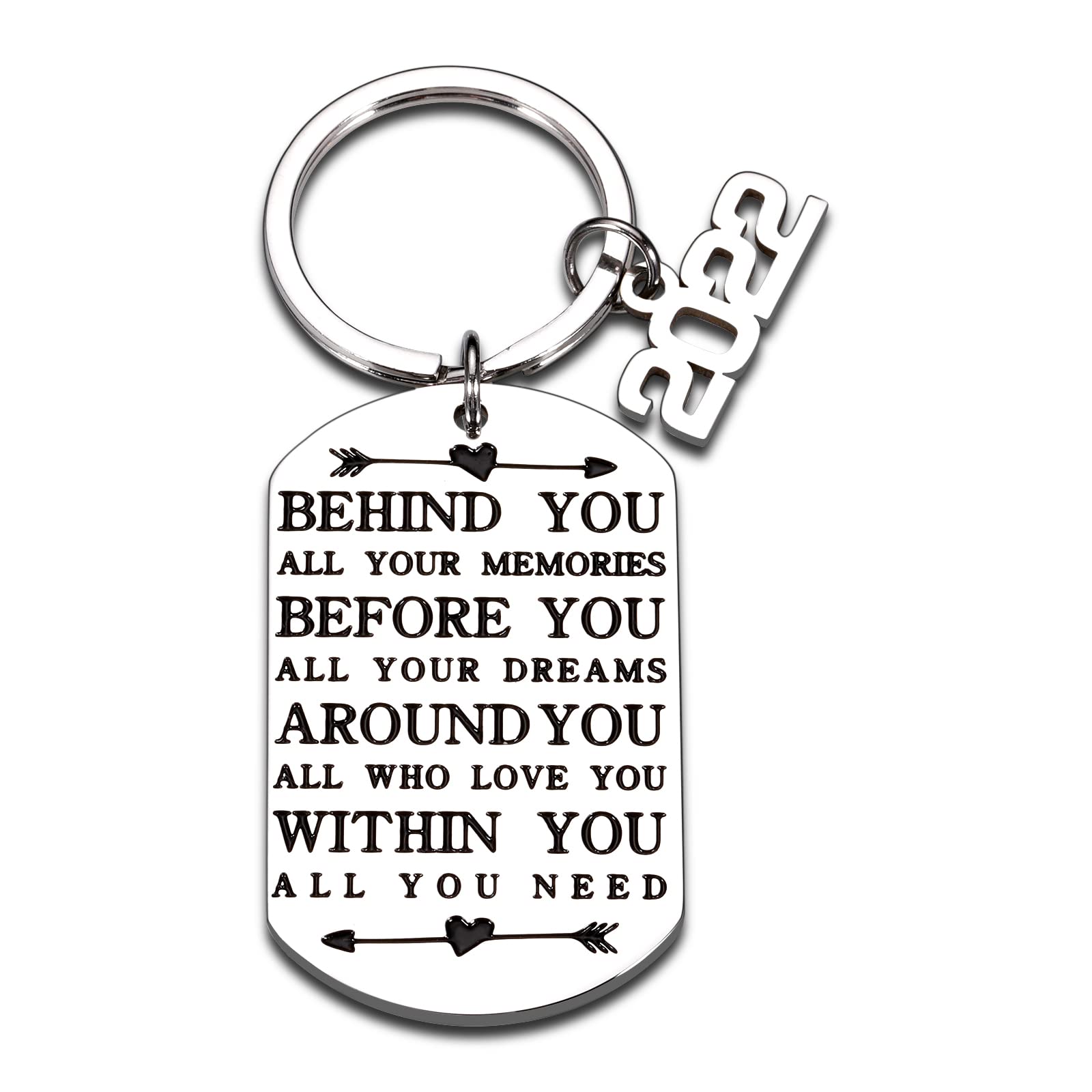 New Year Gifts Keychain for Her Him Inspirational Birthday Christmas Gifts for Friends Teens Behind You All Your Memories Charm for Daughters Sons from Mom Daddy Family Pendant for Men Women