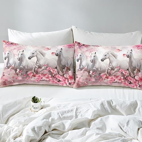 Miniatura 7 de Erosebridal Juego de edredón de caballo al galope, tamaño individual, relleno de edredón de vaquero occidental para adolescentes, juego de ropa de