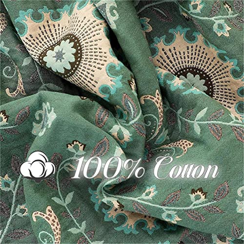 Image of MSGKV Boho Throw Blanket 60 inchx80 inch 100% Cotton Green Blanket Couch Decor