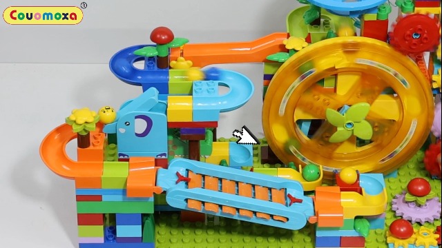 Watch Couomoxa Waterwheel Piano Circular Marble Run STEM toy Block