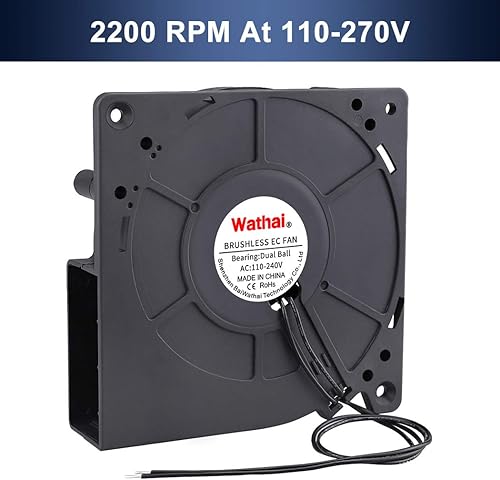 Miniatura 4 de Wathai EC 4.724 in x 1.260 in Duall Ball Ventilador centrífugo de alto flujo de aire AC 110V 115V 120V 220V 240V