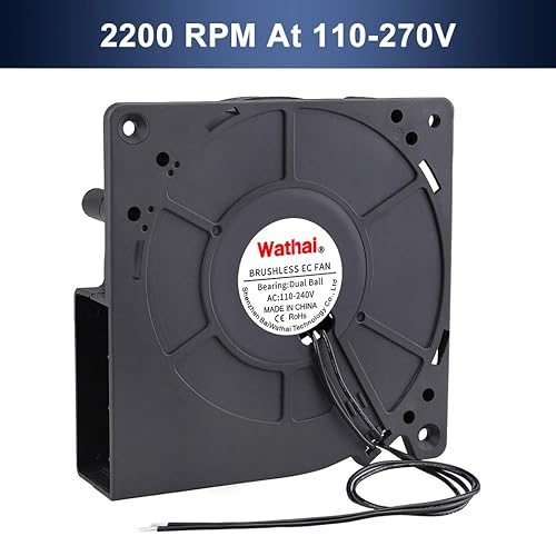 Miniatura 6 de Wathai EC 4.724 in x 1.260 in Duall Ball Ventilador centrífugo de alto flujo de aire AC 110V 115V 120V 220V 240V