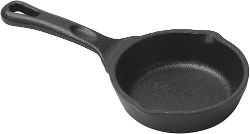 Winco Mini Cast Iron, Induction Skillet, Round, 3 Oz, 3-1/2" Dia, Matte Black Enamel