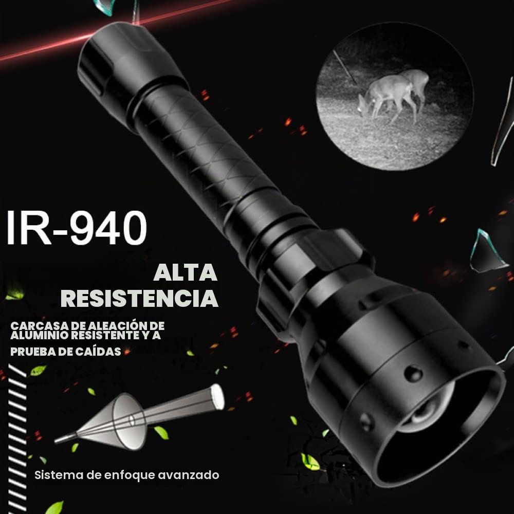 Linterna infrarroja, 10 W, 940 nm, iluminador IR con enfoque ajustable, T50 500 lm, iluminador infrarrojo, linterna táctica con zoom para dispositivos de visión nocturna y caza