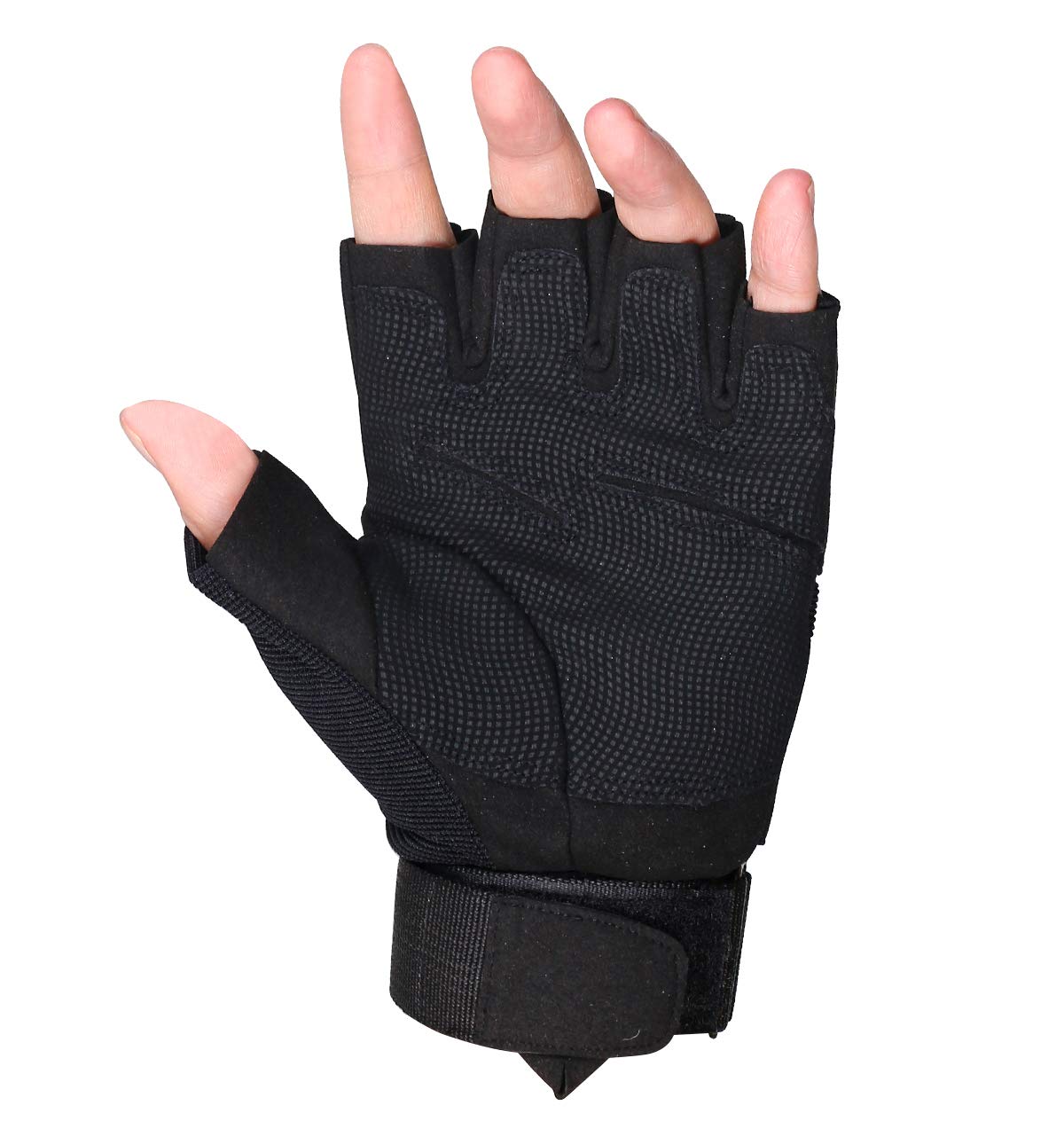 ThreeH Guanti mezzi dita Guanti tattici protettivi per sport all'aria aperta per Caccia Airsoft Paintball GL06XL,Black