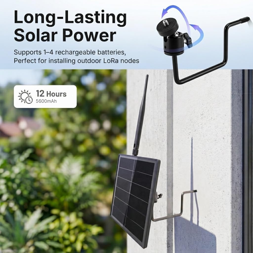 Solar Repeater for Meshtastic Meshcore LoRa, Compatible with Heltec V4 V3 T114 Dev Board (Optional), IP67 Waterproof Outdoor Enclosure with 5W Solar Panel for Off-Grid Communication
