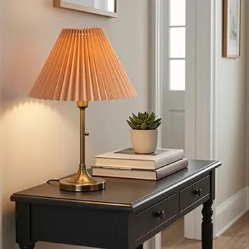Table Lighting Pleated Fabric Shade, Cream