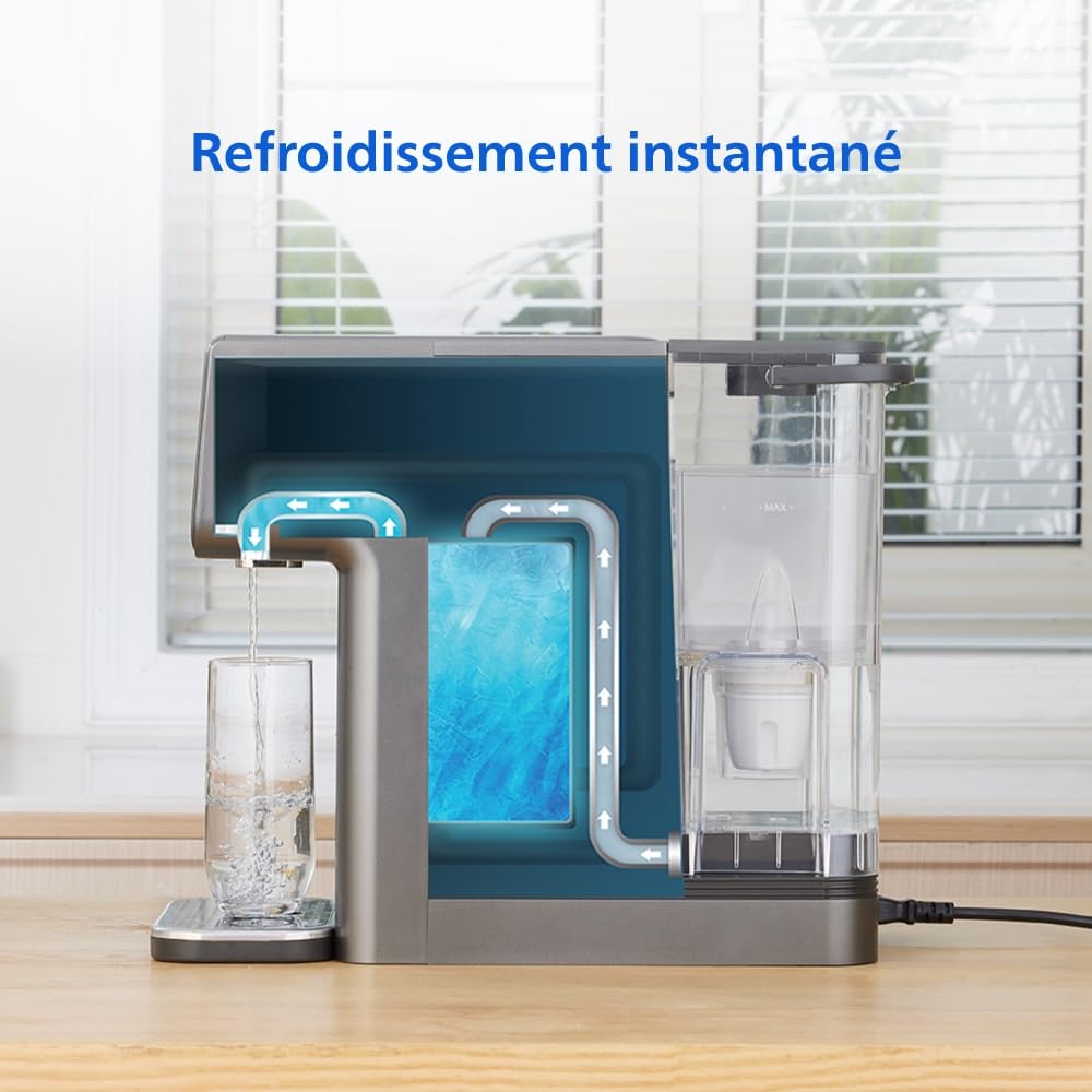 Philips 3500 Series Distributeur d’Eau Chaude et Froide avec Filtration Taste+, Eau Filtrée Chaude et Froide en Quelques Secondes, Protection Antibactérienne UV-C, Aucune Installation Nécessaire
