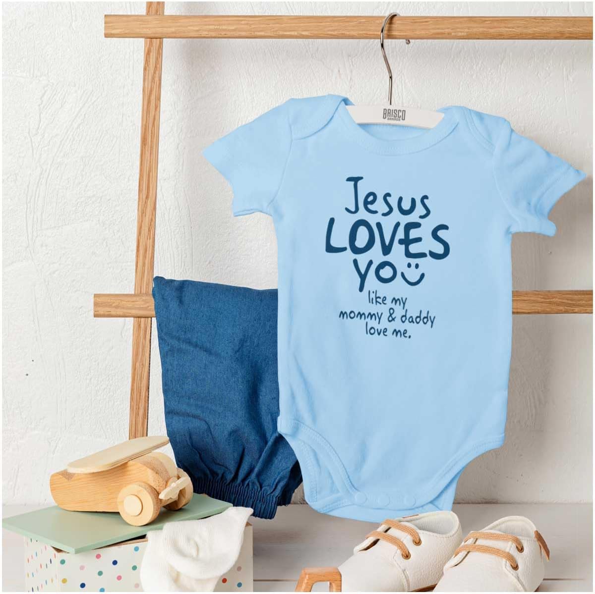 Brisco Brands Jesus Loves You Christian Religious Baby Bodysuit Jumper Girls