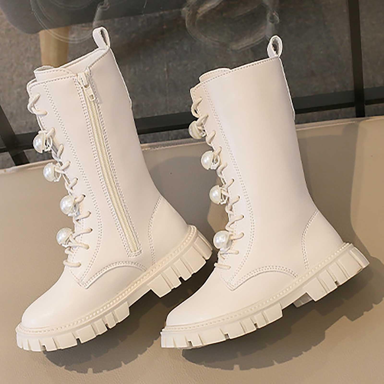Generico Stivali Bambina con Lacci,Eleganti Stivali da Ragazza per L'Autunno E l'inverno Stivali Lunghi Casual Foderati per Un Uso Comodo Design alla Moda con Caviglia Alta per Giovani Fashioniste