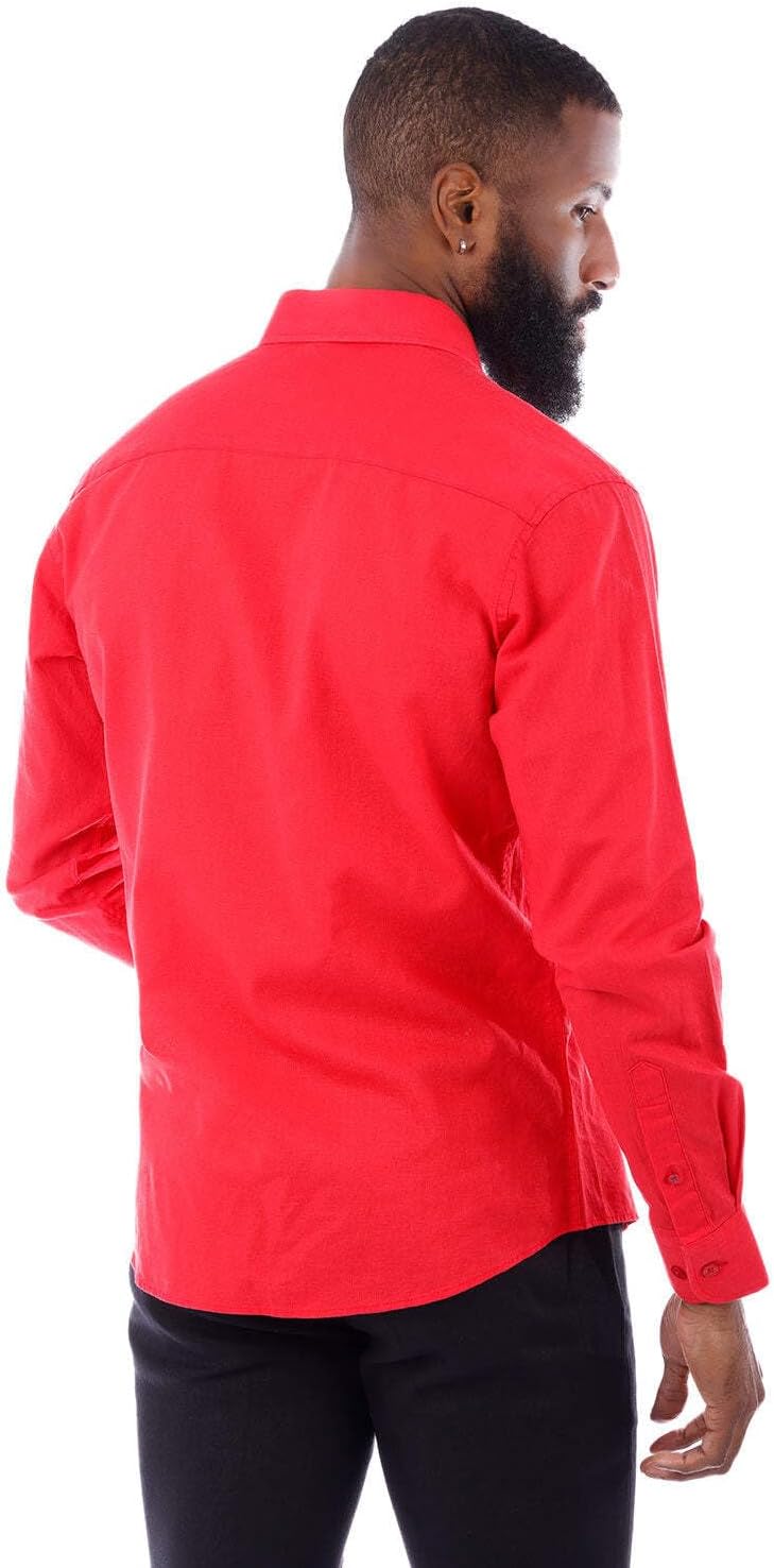 Barabas Men's Linen Lightweight Button Down Long Sleeve Shirt 4B37
