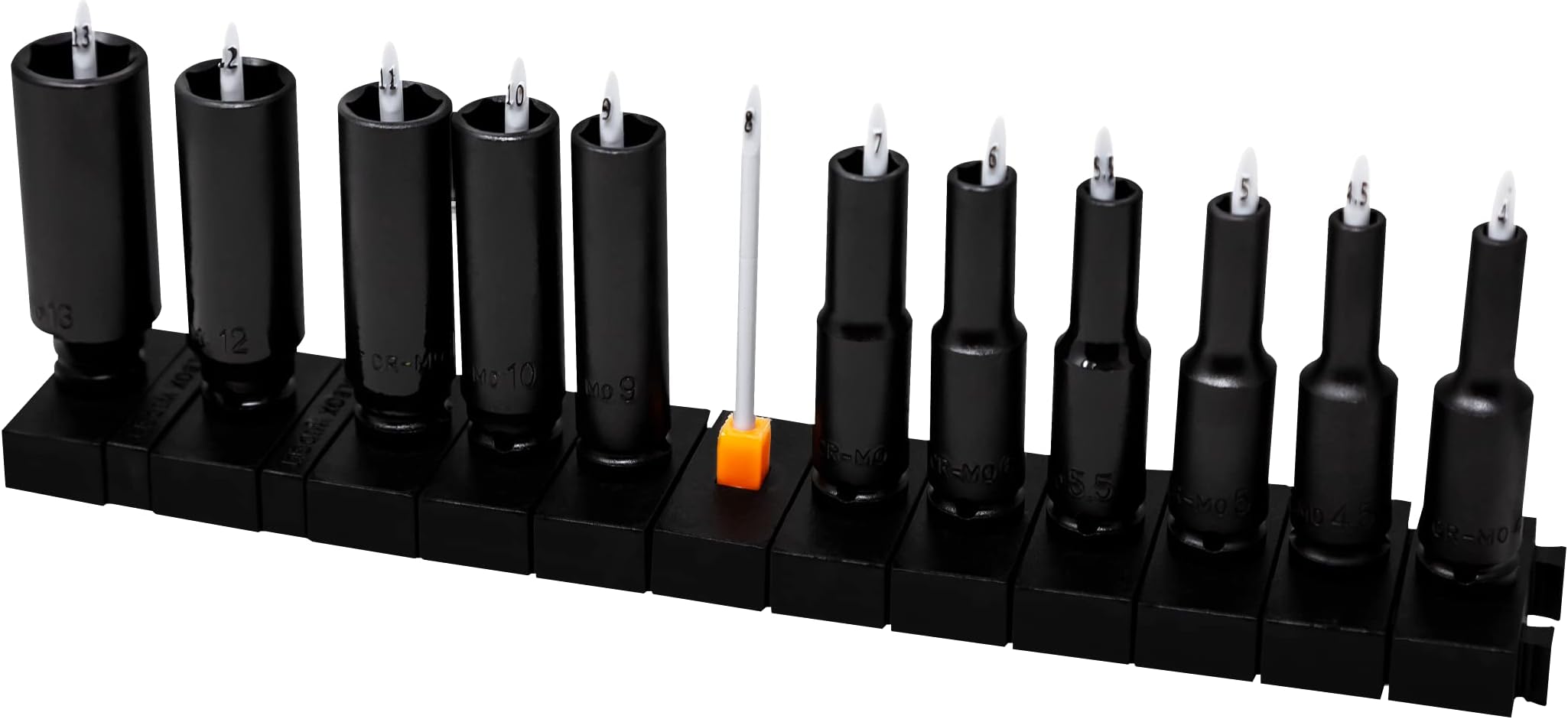 ToolBox Widget Socket Organizer ½ Inch Pro Series – Modular Magnetic Socket Holder with Missing Tool Indicator – Size Stems NOT Included - 1 Pack, 12 Organizers