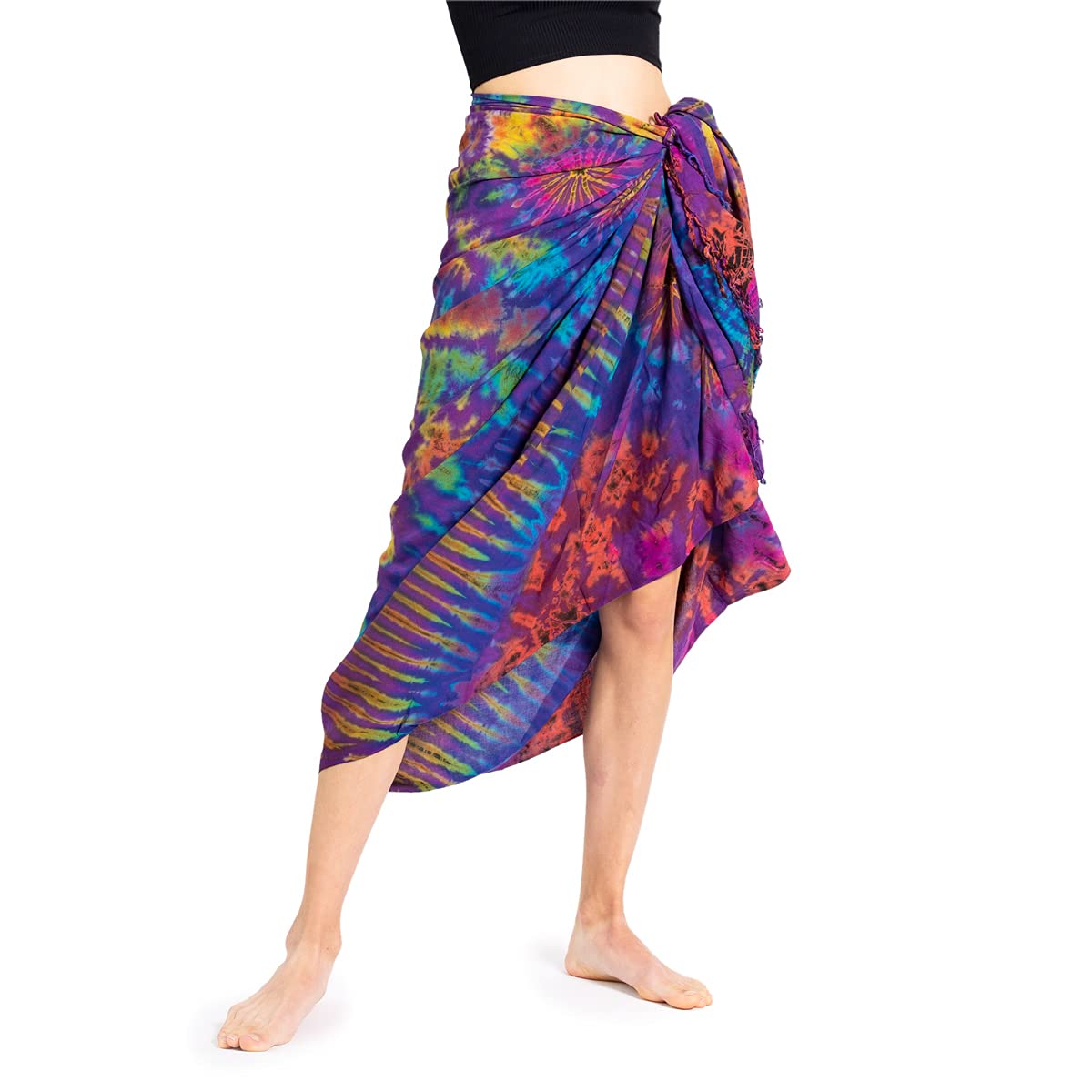 Panasiam Unisex Purple Multicolor Sarong Tiedye 190X116cm