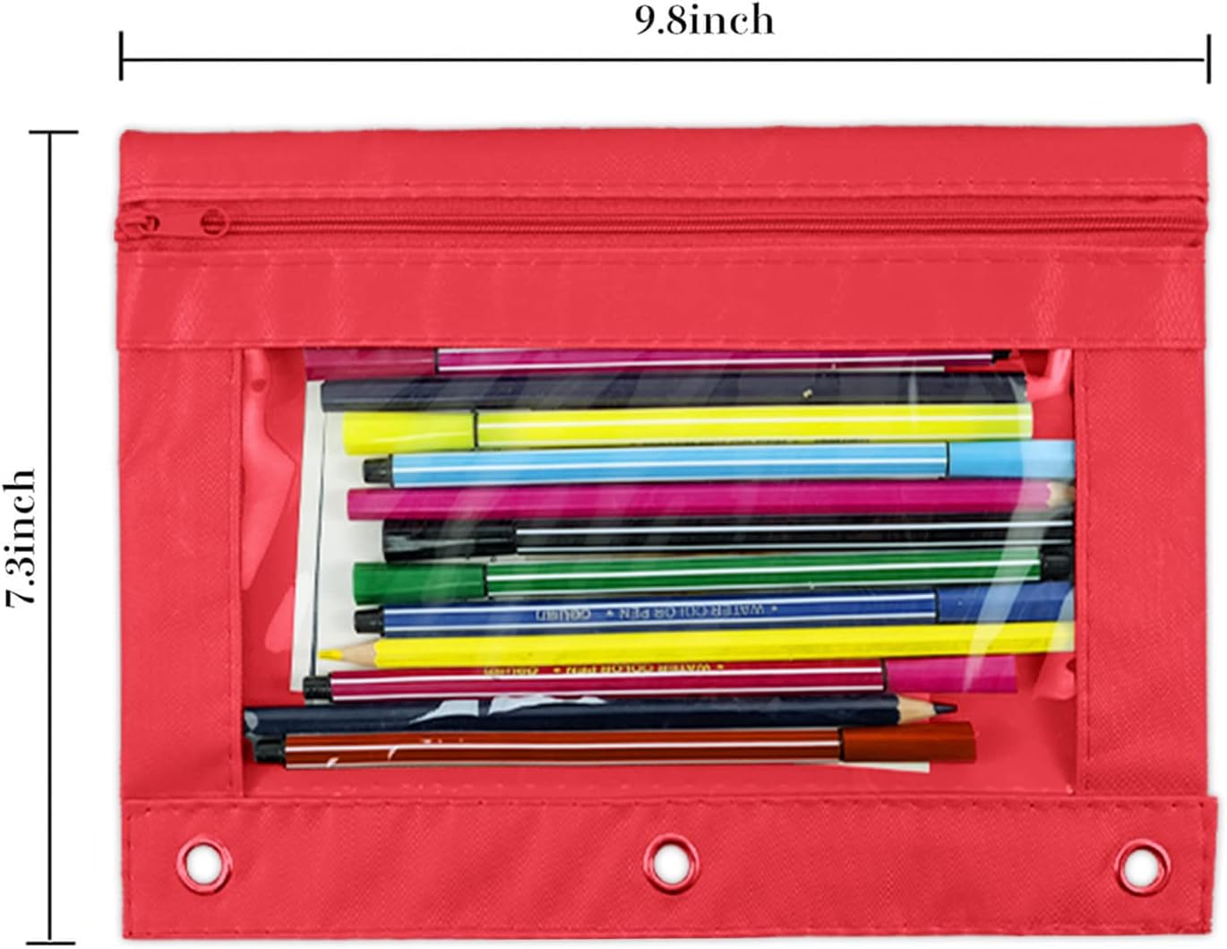 YoeeJob Pencil Pouch for 3 Ring Binder, Zipper Pencil Pouches Bulk, Pencil Case Pouch with Clear Window for Class, School, Office, Red, 24 Packs image 5