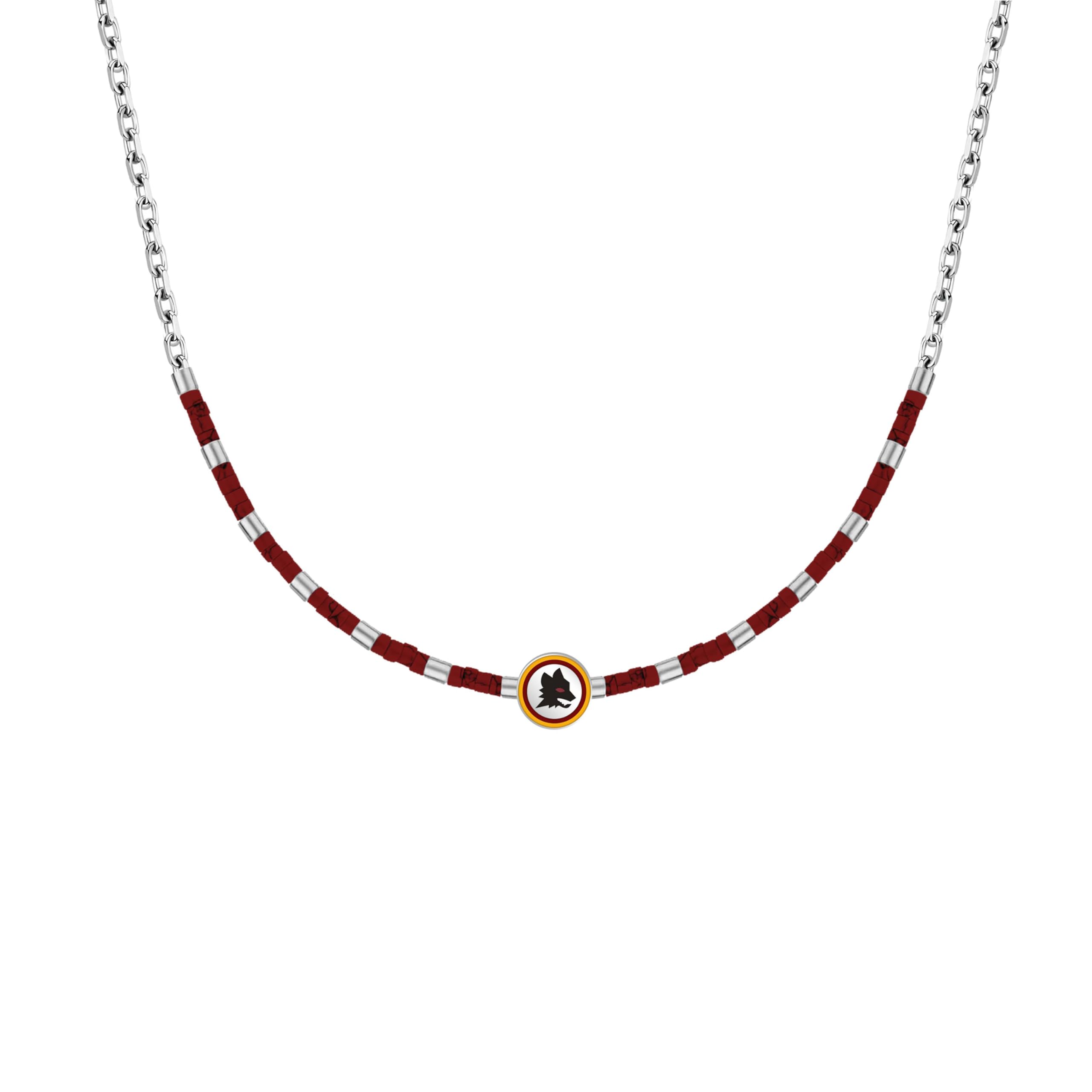 Clondo Collana Uomo Donna As Roma in Acciaio Inossidabile – Prodotto Ufficiale Calcio – Gioiello con Logo – Idea Regalo Elegante per Tifosi Giallorossi – Ragazzo e Ragazza