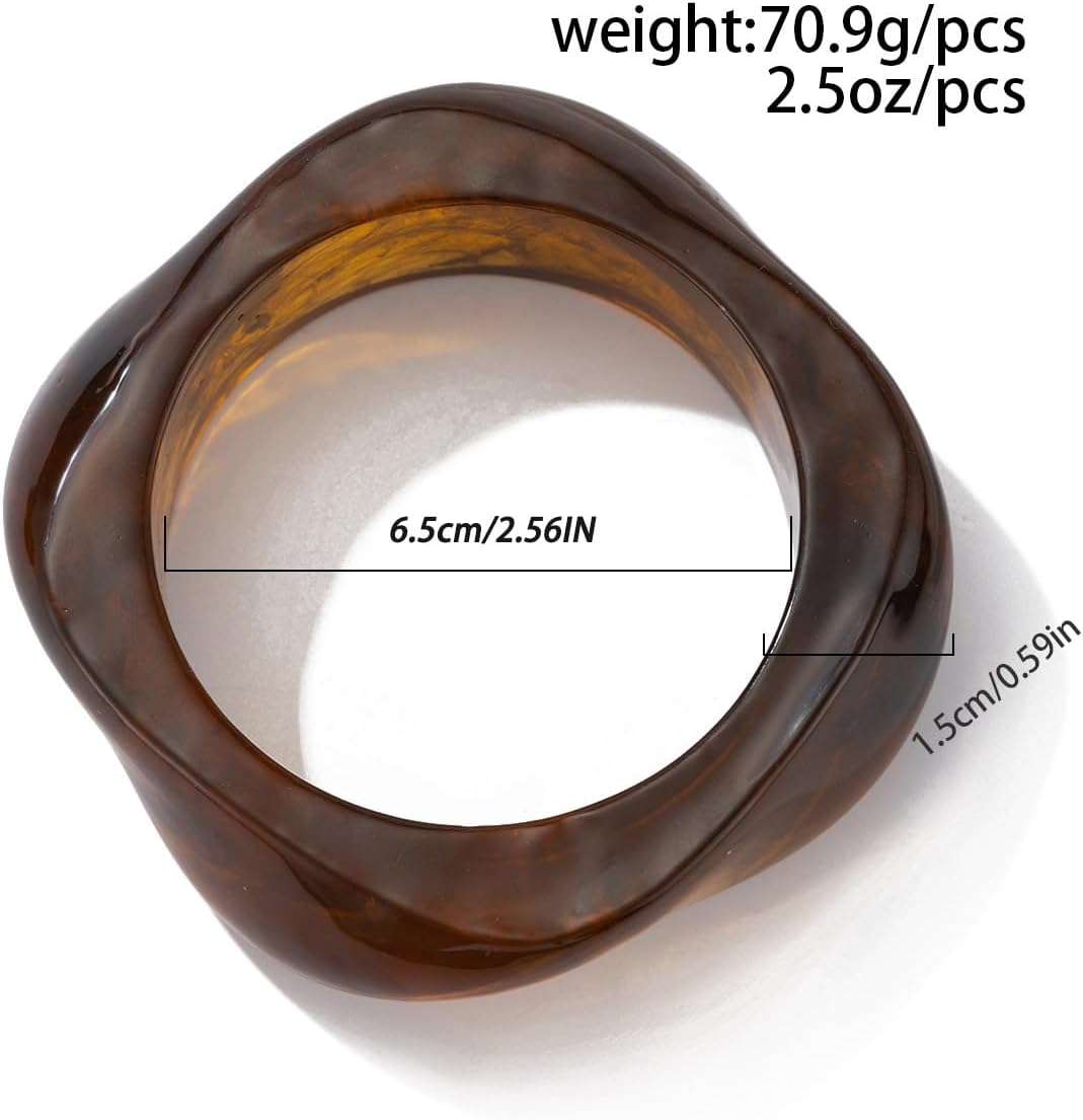 3Pcs Chunky Acrylic Bracelet for Women Large Square Resin Cuff Vintage Bangle Bracelets Wide Jewelry Set - Image 6