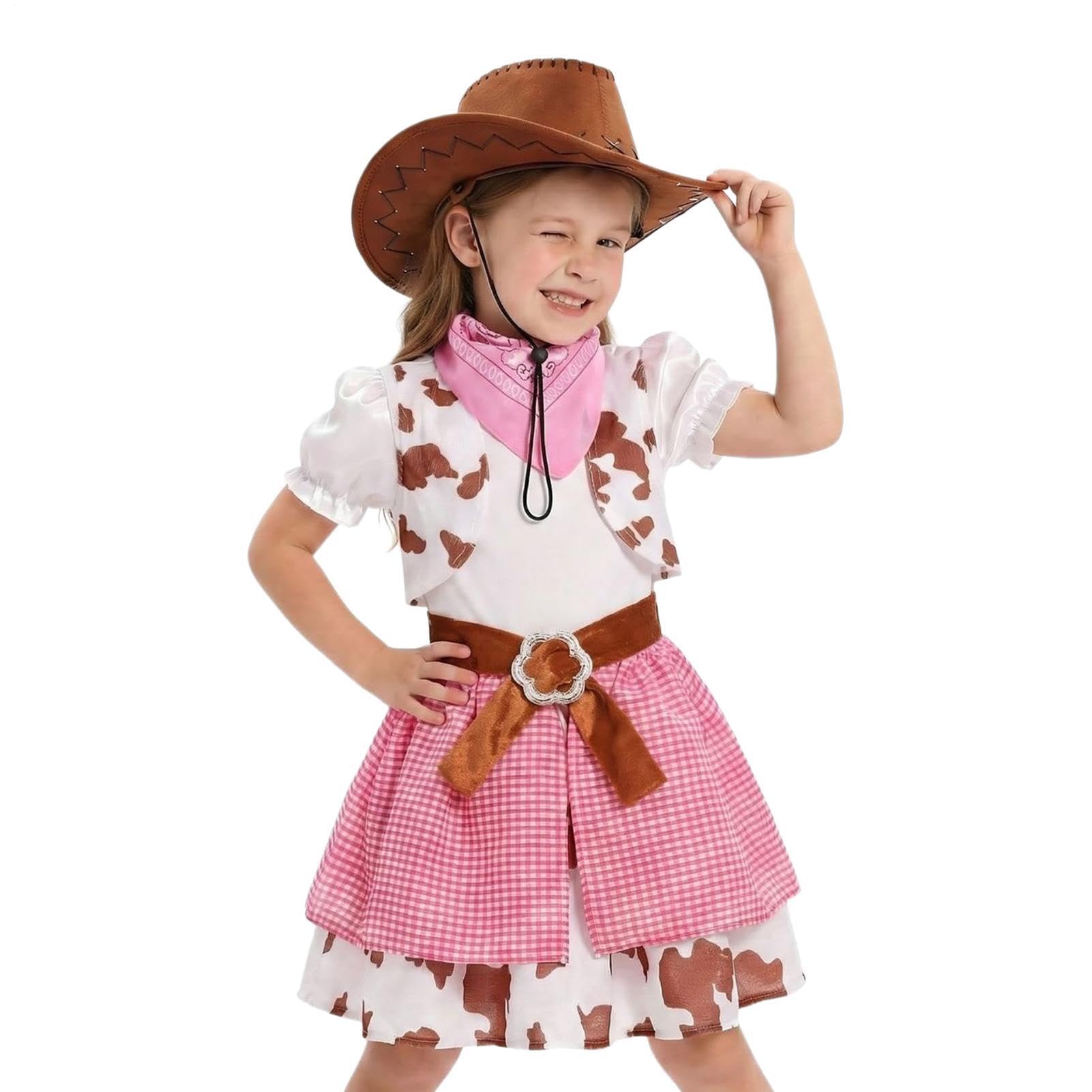 Generisch Disfraz infantil de vaquera para niñas, 3 piezas, Halloween, cosplay
