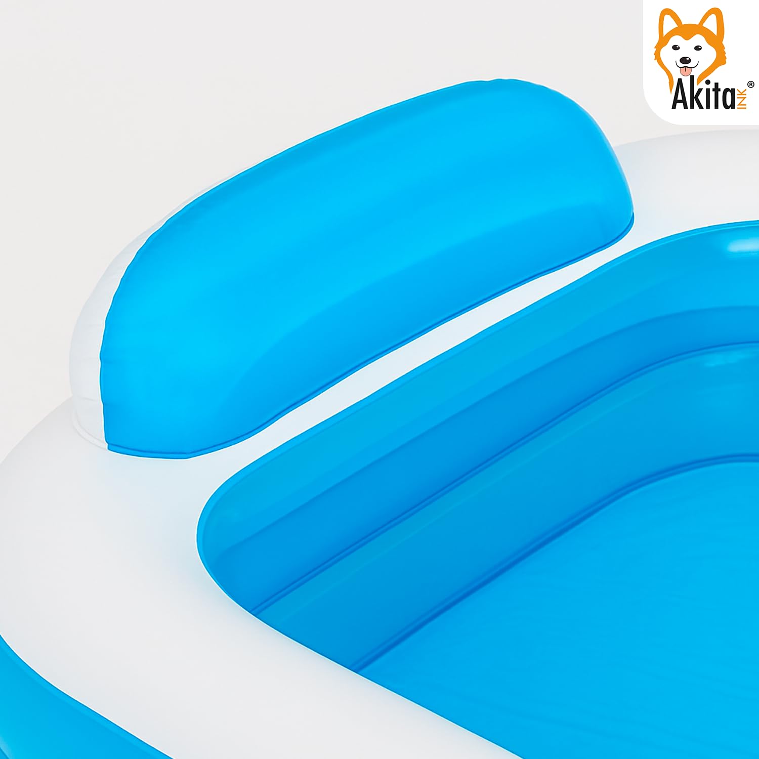 Akitaink Piscina Gonfiabile Family 266x175x50 cm | Con Cuscini Incorporati, PVC Resistente, 2 Anelli, Azzurro Bianco, Per Bambini dai 3 Anni