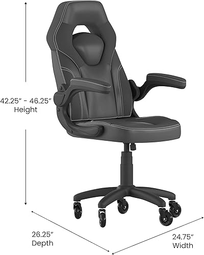 Miniatura 7 de Flash Furniture X10 - Silla de juegos de carreras, oficina, computadora, silla ajustable con brazos abatibles y ruedas de rodillo transparentes,