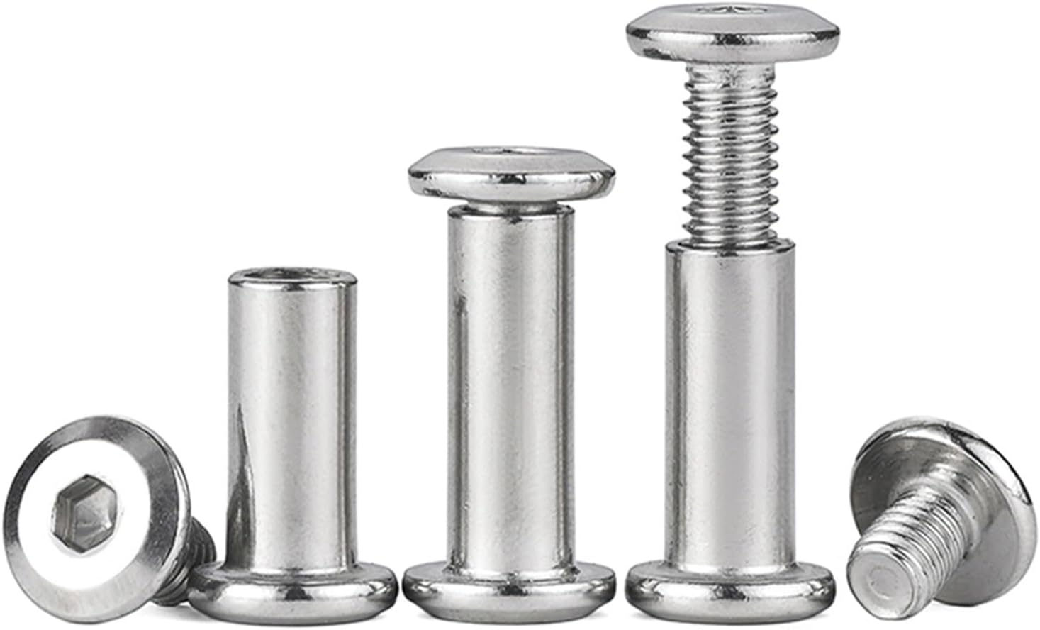 Book Binding Kits,2-10Sets Hexagon Socket Screw Locking Splint Nut Combination Album Butt Account Nail Edge Chamfer Stainless Steel