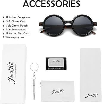 JOVAKIT Polarized Retro Round Sunglasses for Women Men Vintage Trendy Oversized Circle Sun Glasses UV400 Protection