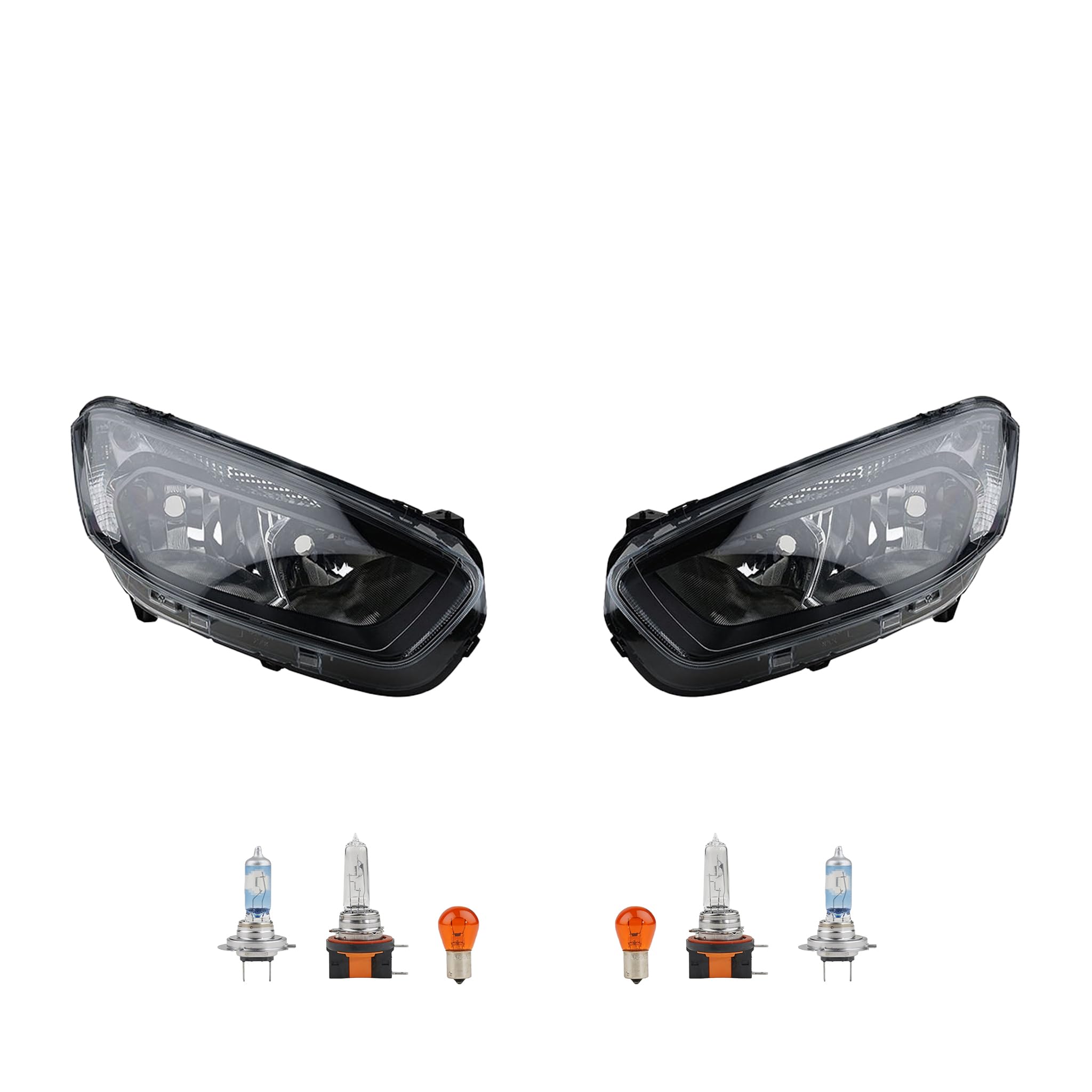 Johns Zestaw reflektorów z laserem Nightbreaker, do Ford Transit Courier, światła LED do jazdy dziennej, czarne, lewe i prawe H7/H15/LED, od 04/18, certyfikat typu E
