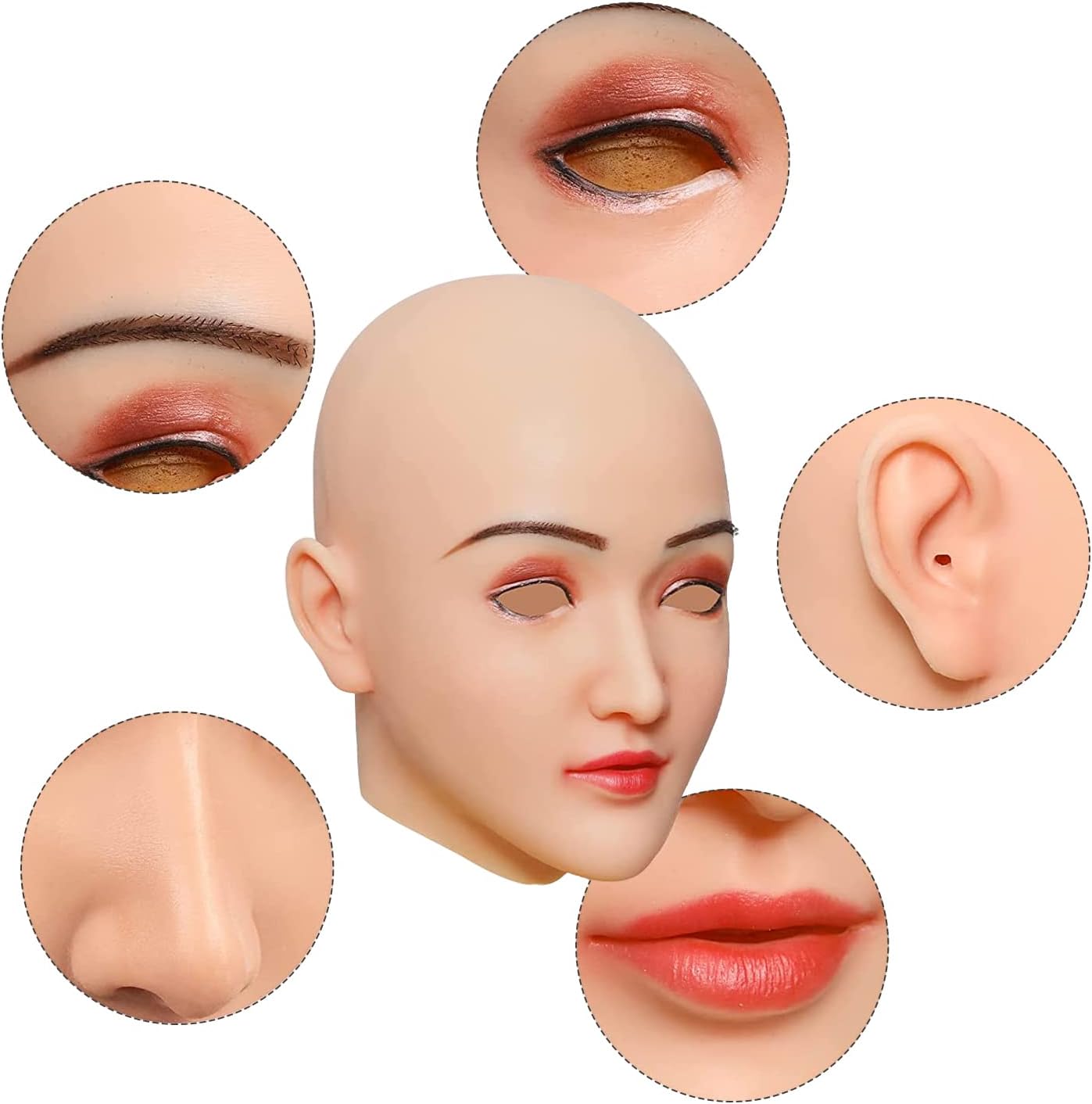 Silicone Female Mask Realistic Face with Makeup for Crossdressing Cosplay Drag Queen - Image 3