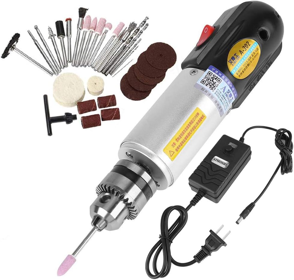 Micro DIY Electric Hand Drill, 72W Power Electronic Reversible Adjustable Variable Speed Hand Held Power Grinder Tool Kit for Metal Jewelry, Wood, Jade, Small Handicraft,Collection Hobby,Drilling,Grin