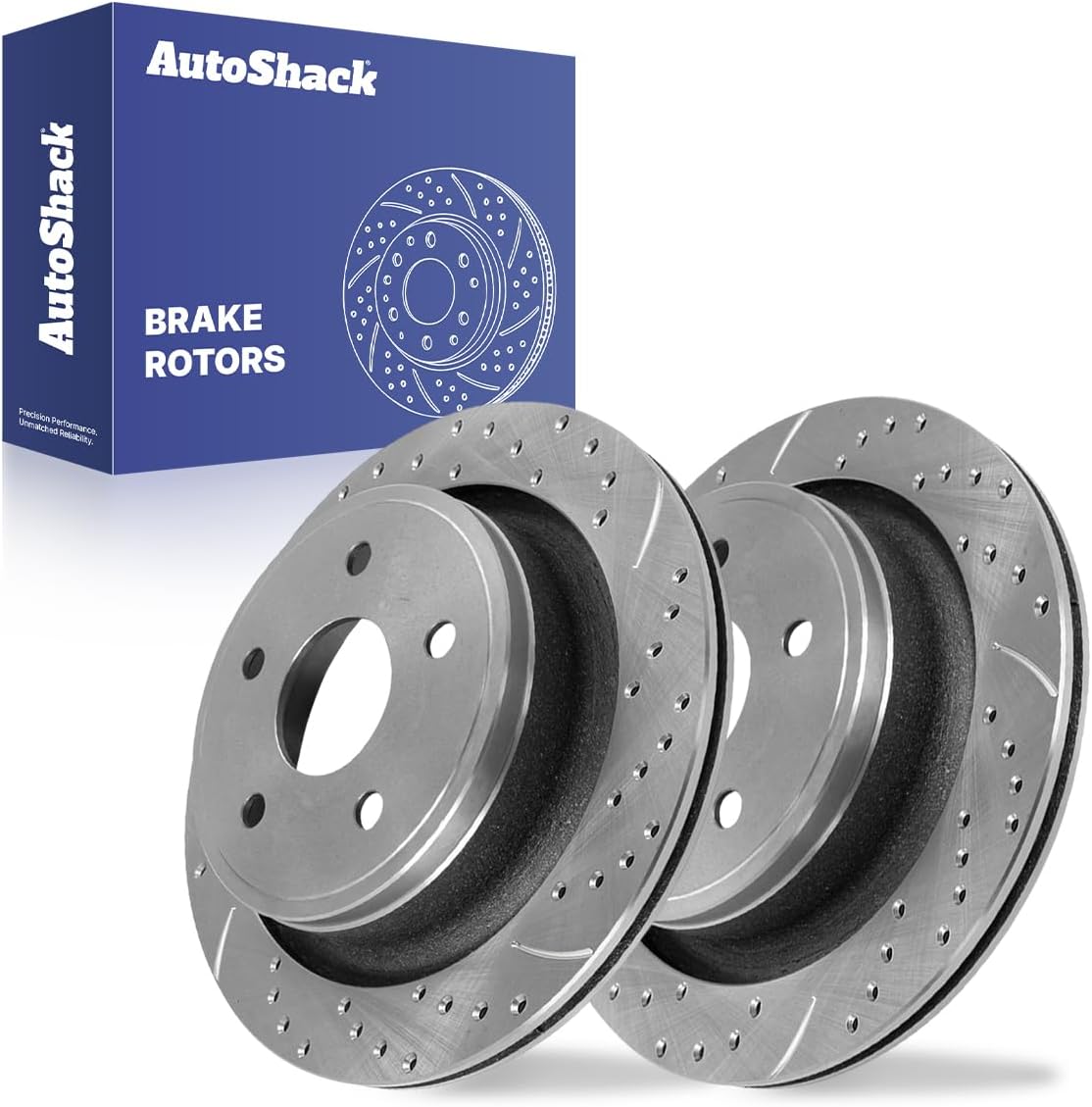 AutoShack Rear Vented Drilled & Slotted E-Coated Brake Rotors 2-PC Set Replacement for 2011-2018 Ram 1500 2002-2010 Dodge Ram 1500 2004-2009 Dodge Durango ShadowGuard 13.87" (352.2 mm)