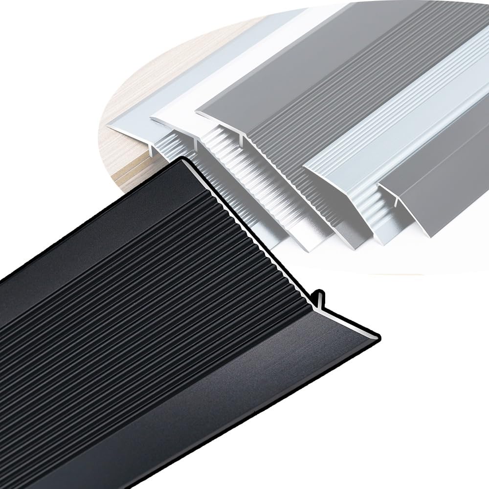 Tira De Transición para Suelos De Parquet De Madera, Reductor De Umbral De Aluminio De 40 Mm, Perfil De Transición para Umbral De Puerta, Barra De Umbral(Black,140cm/55in)