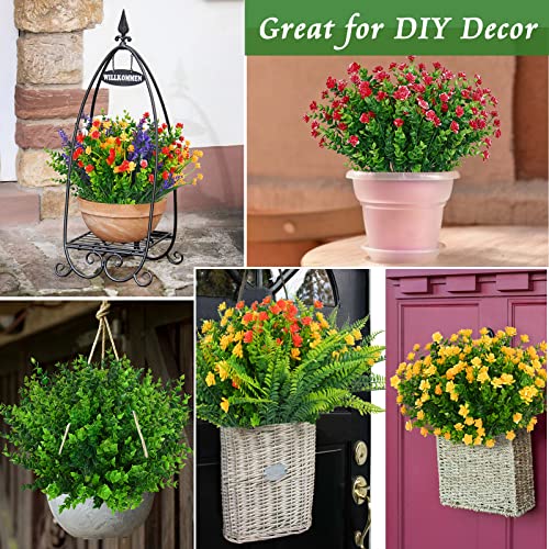 Bleum Cade 3 Bundles Artificial Flowers For Outdoors In Pot, Uv & Fade Resistant Fake Outdoor Boxwood Plants, Realistic Fake Greenery Shrubs For Planters Porch Outside Garden Patio Decor(Green) #TOP3