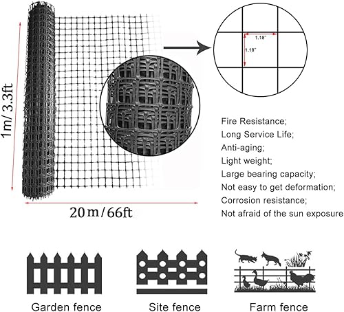 Miniatura 2 de Barrera de plástico para animales, 3.3 x 66 pies resistente Rollo de cercado de plástico para nieve para seguridad al aire libre, valla temporal,