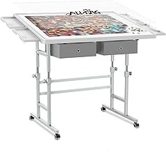 ALL4JIG 1500 Piece Light-Weight Adjustable Tilting Plastic Jigsaw Puzzle Table for Adults, 35"x26" Multi-Functional Puzzle Board with 4 Drawers & Protective Cover, 45-Degree Any-Angle Tilt