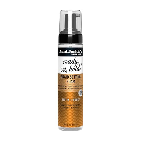 Aunt Jackie's Curls & Coils Braid + Twist Collection Ready, Set, Hold Braid Setting Foam with Extra Firm Hold, 8.5 fl oz