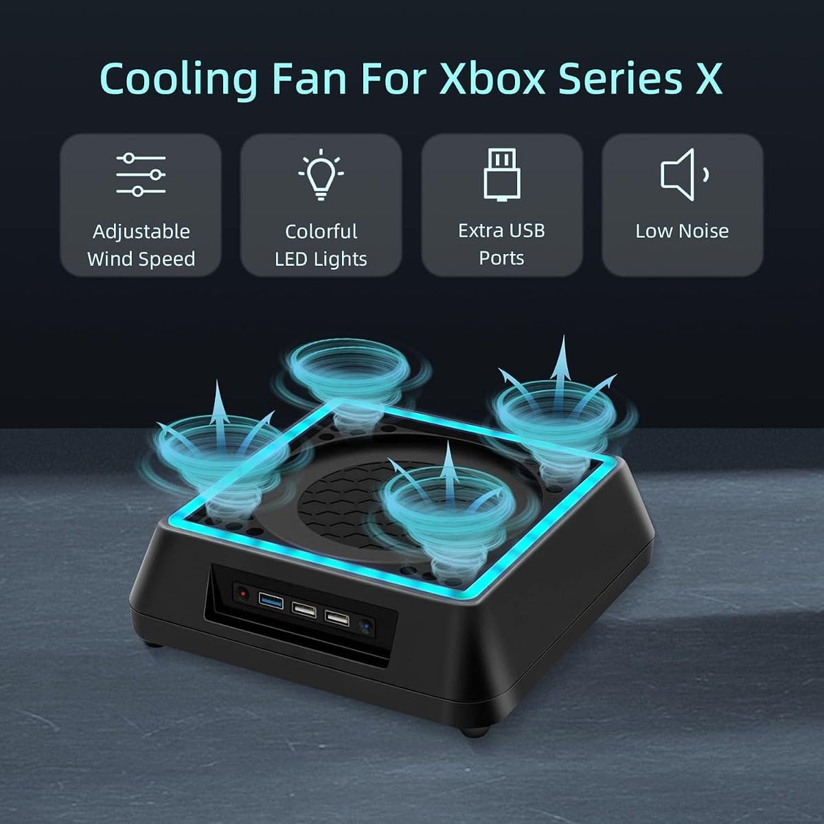 Mcbazel Xbox Series X stojak z wentylatorem LED z diodami RGB/funkcją regulowanego chłodzenia/wyświetlaczem LED/portami USB 3.0/USB 2.0 dla konsoli Xbox Series X