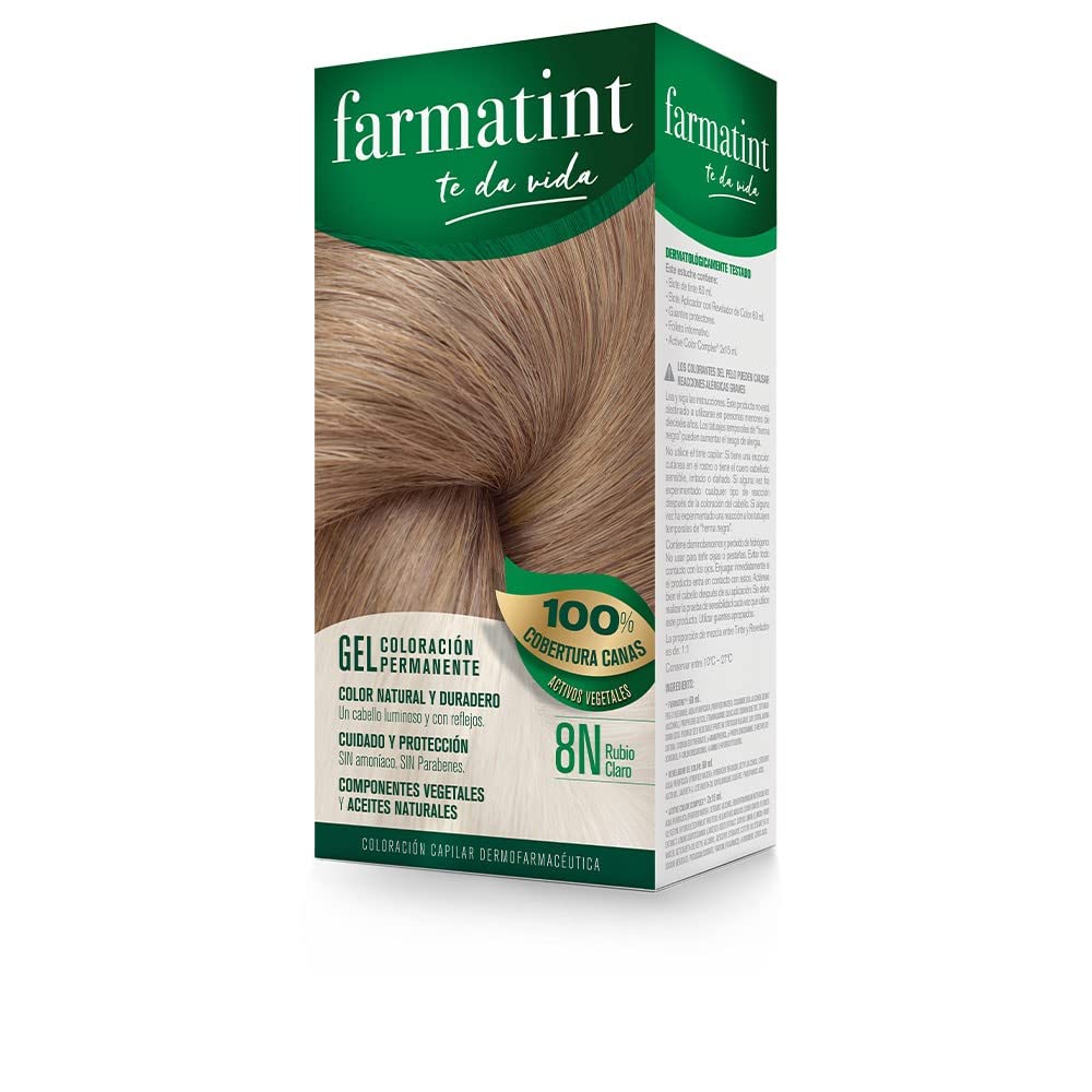 farmatint 8N Light Blonde Gel | Natural and Lasting Colour | Plant Components and Natural Oils | Ammonia Free | Paraben Free | Dermatologically Tested. 135 ml
