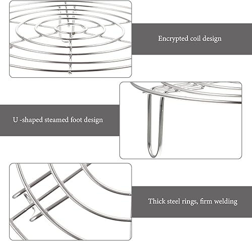 Miniatura 6 de Estante de vapor de acero inoxidable para ollas, estante de enfriamiento redondo de 9.2 pulgadas (diámetro)* 2.2 pulgadas (altura), estante de vapor