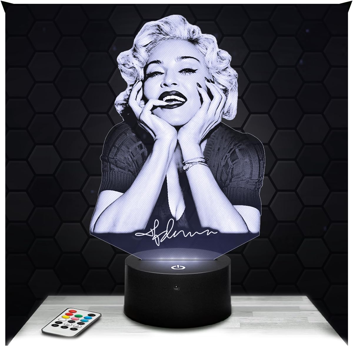 Lampephoto.fr - Madonna 3D Lamp Night Light 3D LED Illusion Lamp, Christmas, Gift idea for Boys and Girls, Night Light for Children's or Adult's Bedroom, Led BedSidoe, Gifts Merchandising TOP