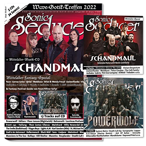 Sonic Seducer 07-08/2022, 2CDs + Schandmaul exkl. Remix: Andrew Fletcher Depeche Mode + Suicide Commando + Front 242 + Interpol + RAMMSTEIN + Lacrimosa + Mittelalter-Special