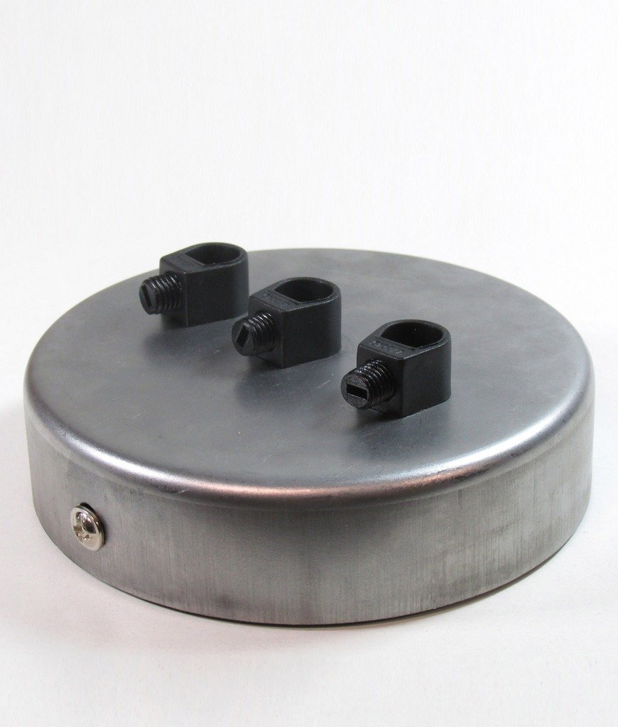 Enerjary 3 Point Multi Drop Outlet Ceiling Rose | Raw Steel