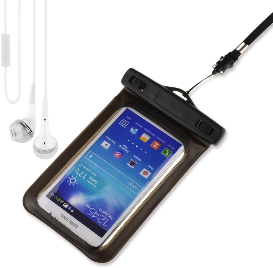 Black Universal Waterproof Case for Samsung galaxy Mega 5.8 / Nokia Lumia 1520 / Nokia Lumia 1320 / LG G Flex + VanGoddy Headphone with MIC , White