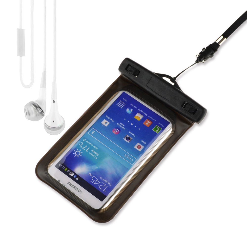 Black Universal Waterproof Case for Samsung galaxy Mega 5.8 / Nokia Lumia 1520 / Nokia Lumia 1320 / LG G Flex + VanGoddy Headphone with MIC , White