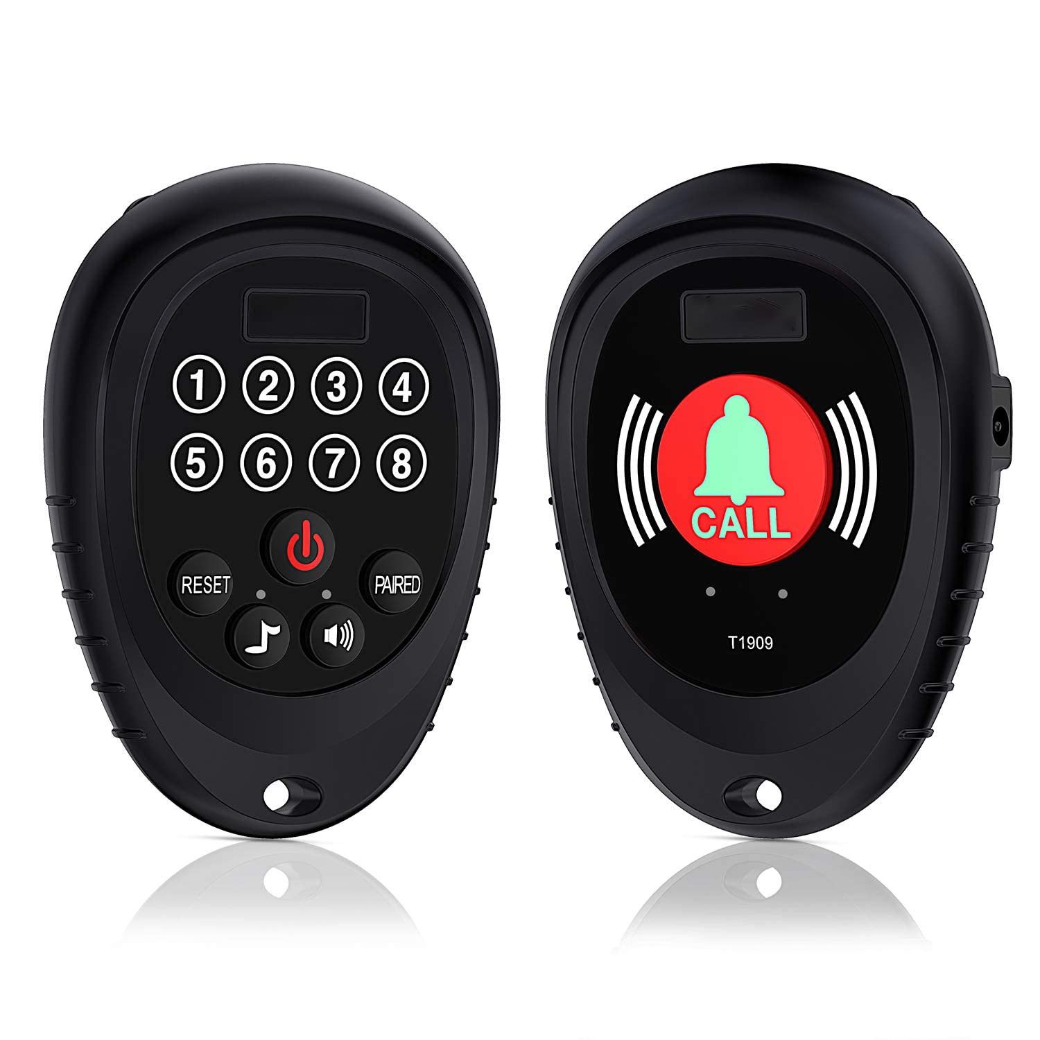 MAKINGTEC Rechargeable Wireless Caregiver, Pager Smart Call Button Transmitter with Receiver 1000 Feet Range Nurse Calling Alert Patient Help System for Elderly (1 Call Button and 1 Receiver, Black)