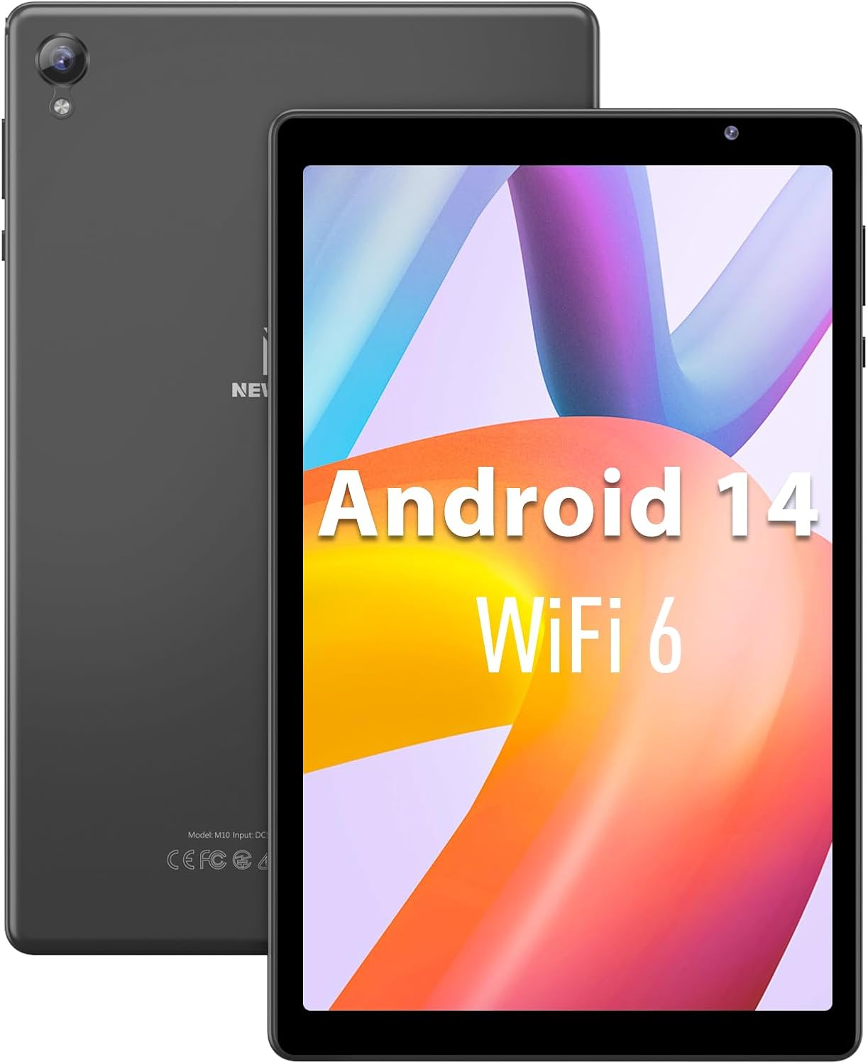 Android Tablet 10 Inch, 32GB Storage, Quad-Core, HD IPS Screen, Dual Camera, WiFi, Bluetooth, 6000mAh Battery, Type-C (Grey)