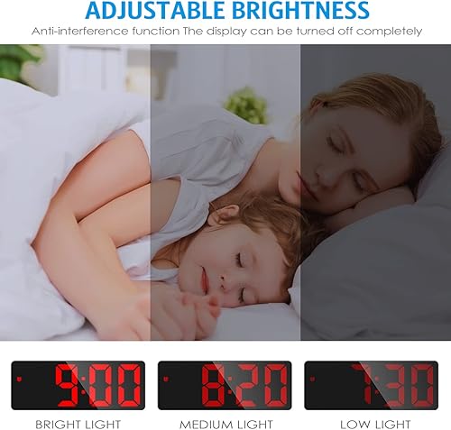 Miniatura 3 de Reloj despertador digital, relojes digitales LED para dormitorios, reloj de escritorio electrónico con pantalla de temperatura, brillo ajustable,