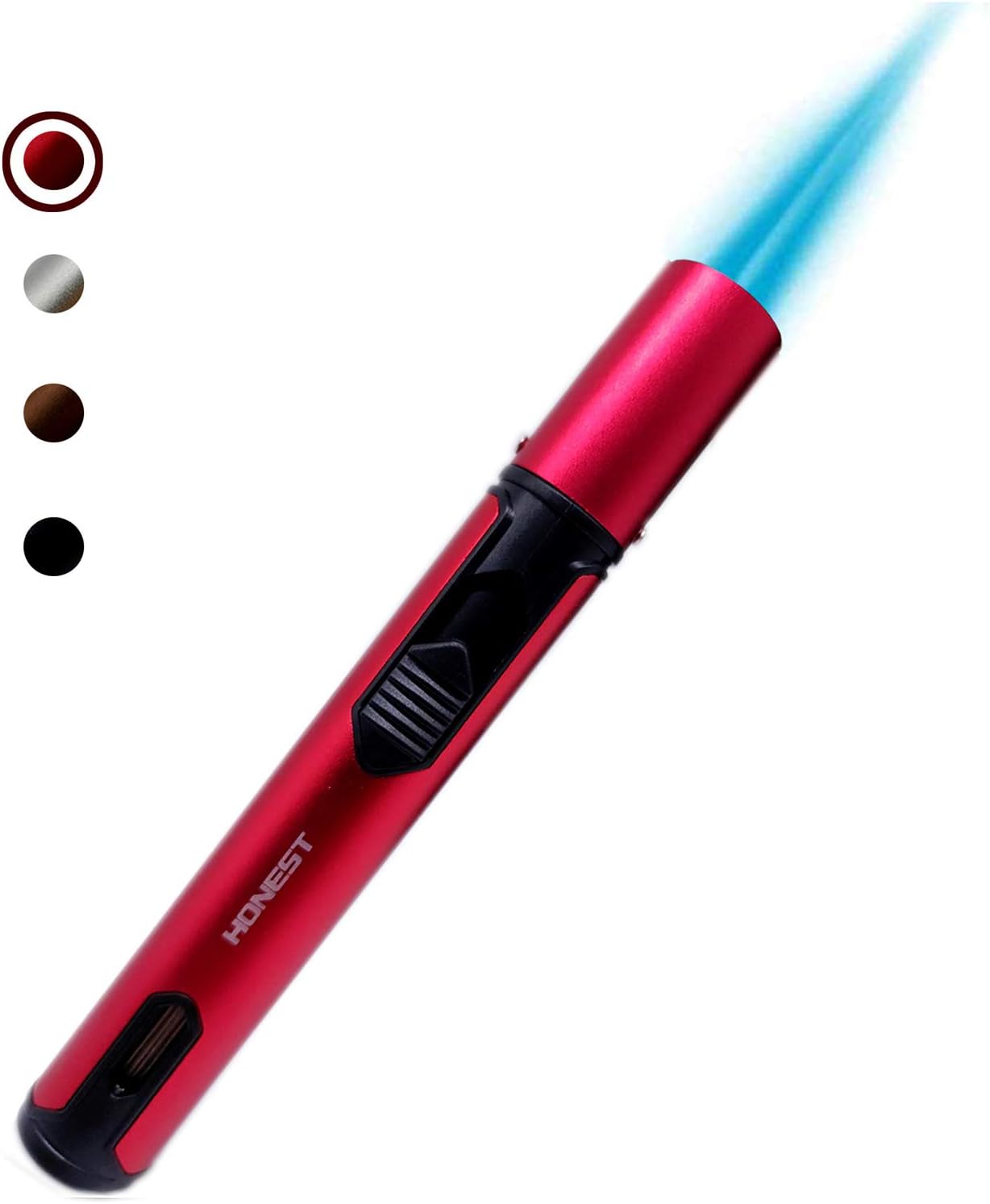 ibforcty Refillable Butane Torch Lighter Adjustable Flame Lighter Jet Lighter for Desserts, Creme Brulee, Welding, Camping, BBQ and Baking - Red (Butane Gas Not Included)