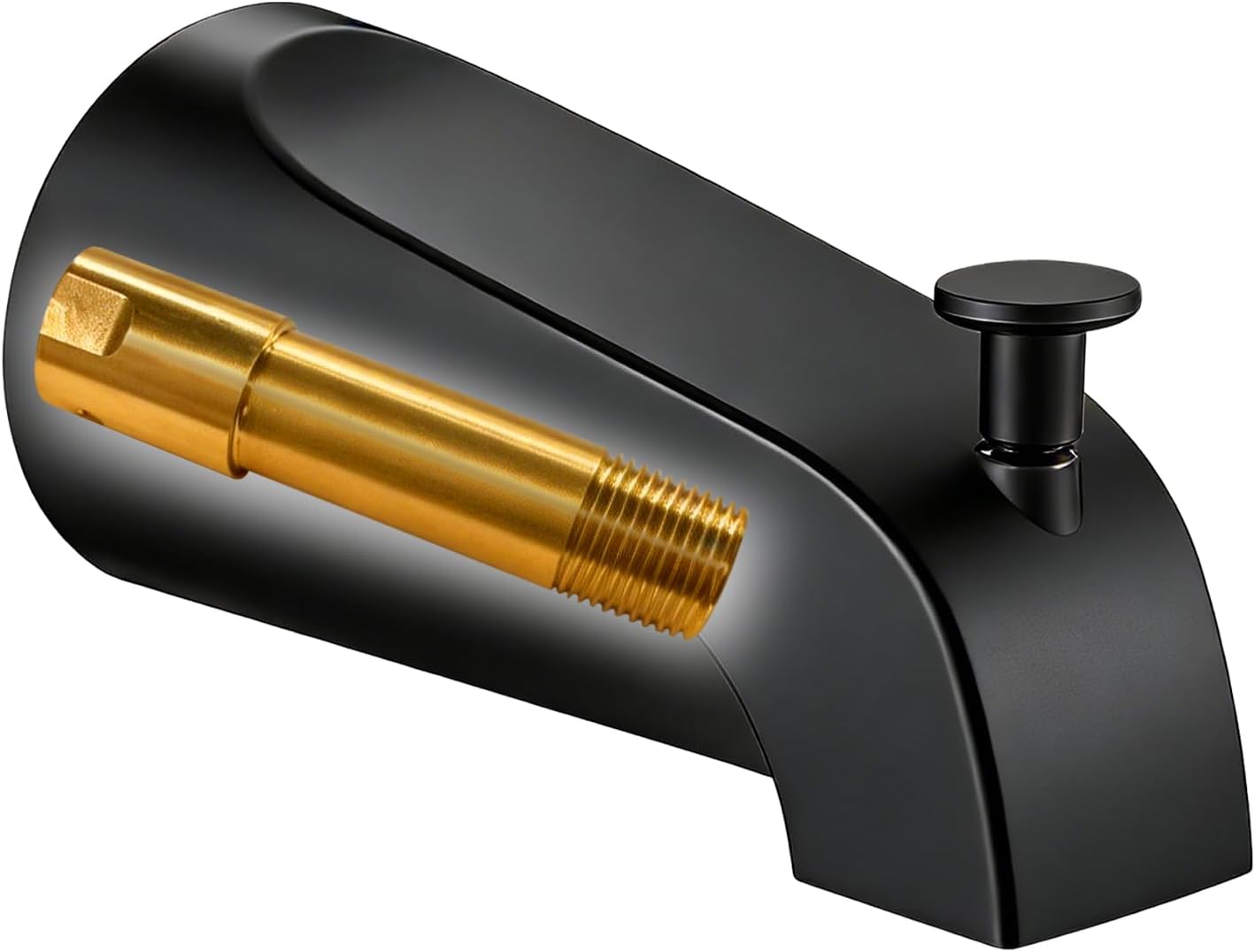 Tub Spout with Diverter,Shower Slip-on Bathtub Faucet for 1/2 Inch Copper Pipe,5-3/8 Inch Bath Tub Faucet Replacement,Heavy Duty Bathtub Faucet with Brass,All Metal Matte Black