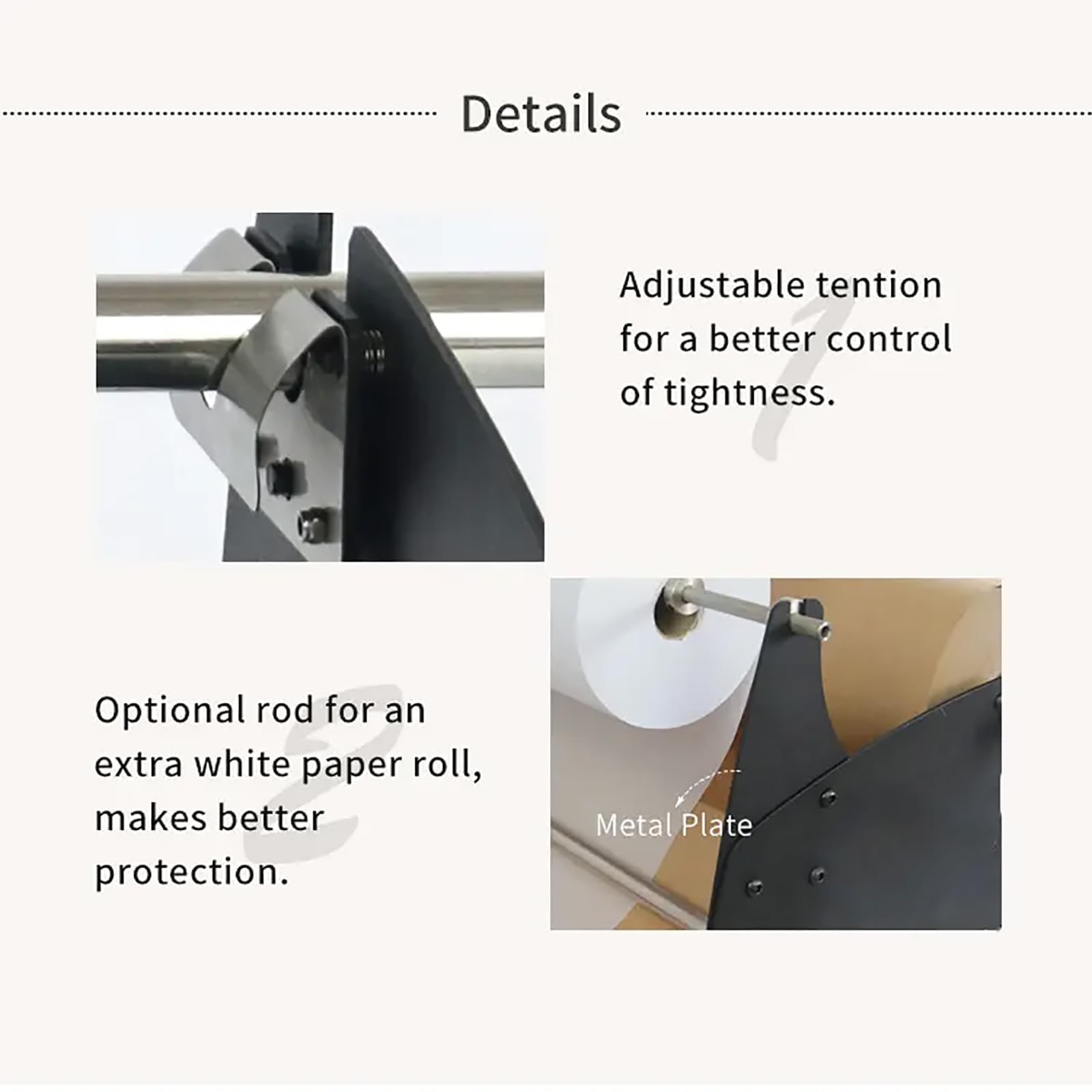 Dispensador manual de papel de panal para envolver rollos | Tensión ajustable, base antideslizante, acero resistente, operación manual, para cerámica y artículos frágiles.
