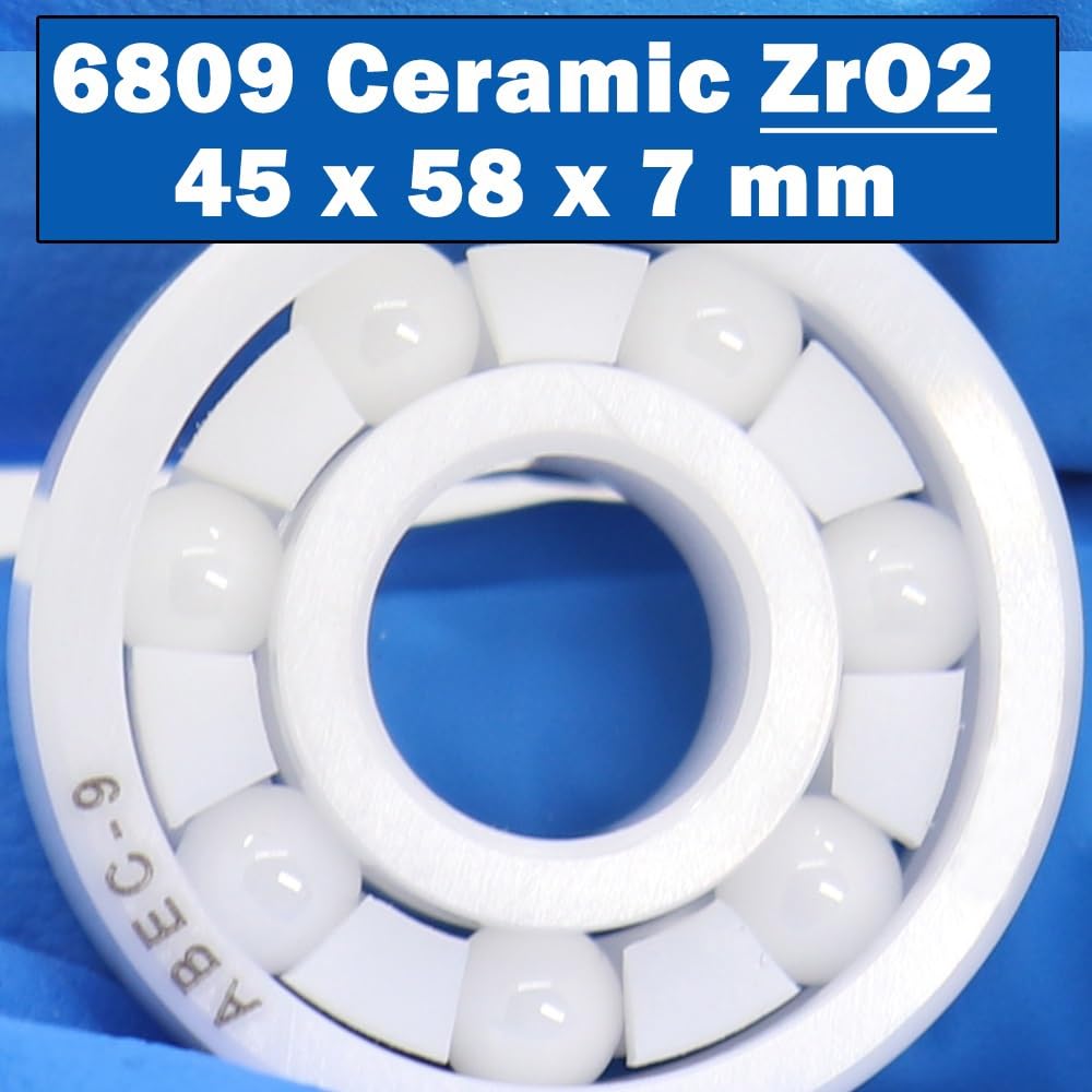 Zamiennik łożysk 1 sztuka 6809 łożyska ceramiczne – 45 x 58 x 7 mm, materiał ZrO2, 6809CE, wszystkie łożyska kulkowe z tlenku cyrkonu ceramicznego 6809